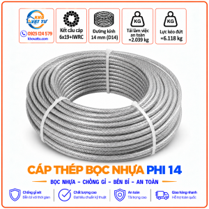 Cáp thép bọc nhựa phi 14 D14 và thông số kỹ thuật