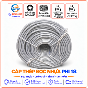 Cáp thép bọc nhựa phi 18 D18 và thông số kỹ thuật
