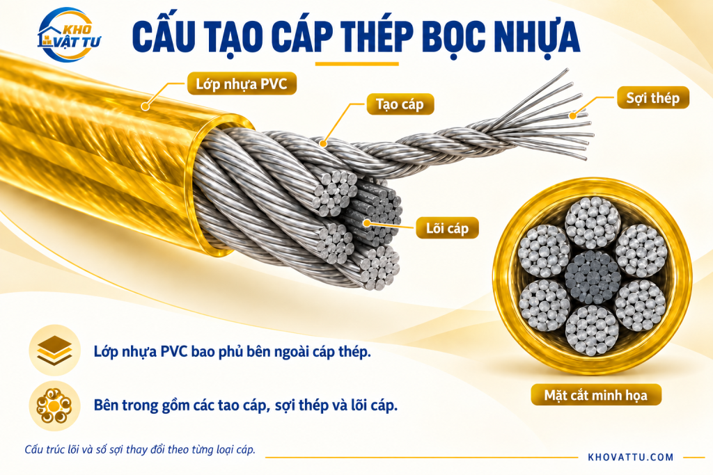 Cấu tạo cáp thép bọc nhựa