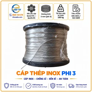 Cáp thép inox phi 3 mm và thông số kỹ thuật