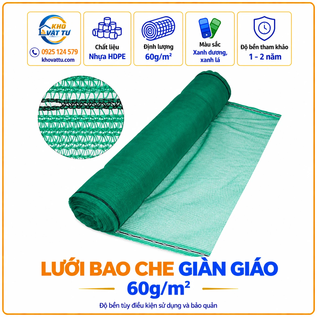 Lưới bao che giàn giáo 60g/m²