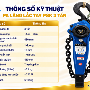Thông số kỹ thuật pa lăng lắc tay PSK 3 tấn